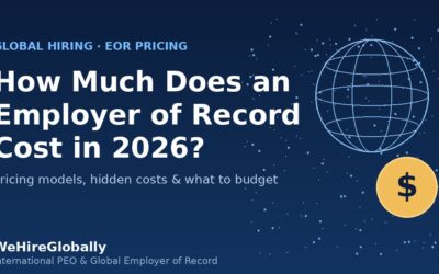 Illustration of a globe and a coin representing the cost of using an Employer of Record (EOR) for global hiring in 2026