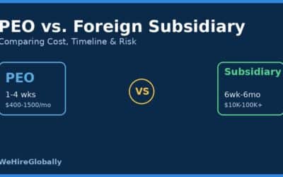 PEO vs foreign subsidiary comparison graphic showing cost and timeline differences