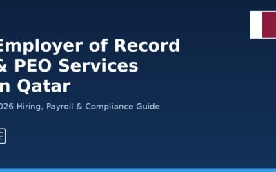 Employer of Record and PEO services in Qatar - 2026 hiring guide cover with Qatar flag