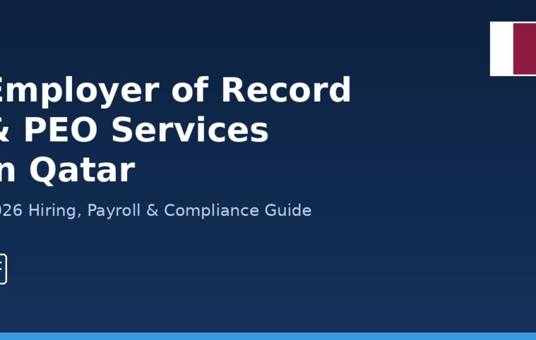 Employer of Record and PEO services in Qatar - 2026 hiring guide cover with Qatar flag Employer of Record and PEO services in Qatar - 2026 hiring guide cover with Qatar flag