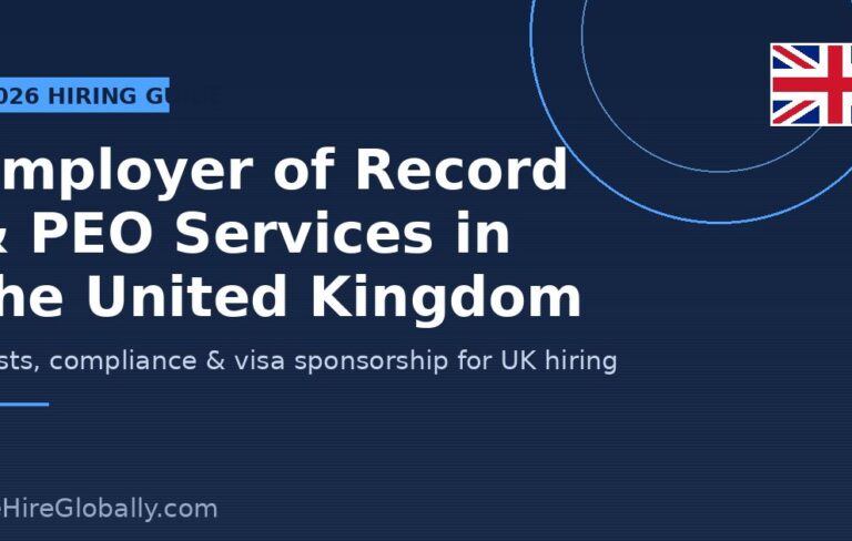 Employer of Record and PEO services in the United Kingdom &mdash; 2026 hiring guide cover with UK flag badge