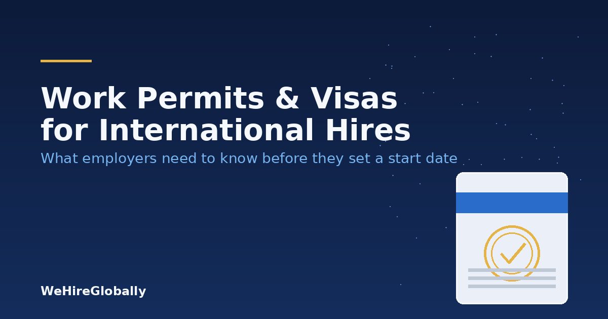 Work permits and visas for international hires — WeHireGlobally guide cover image