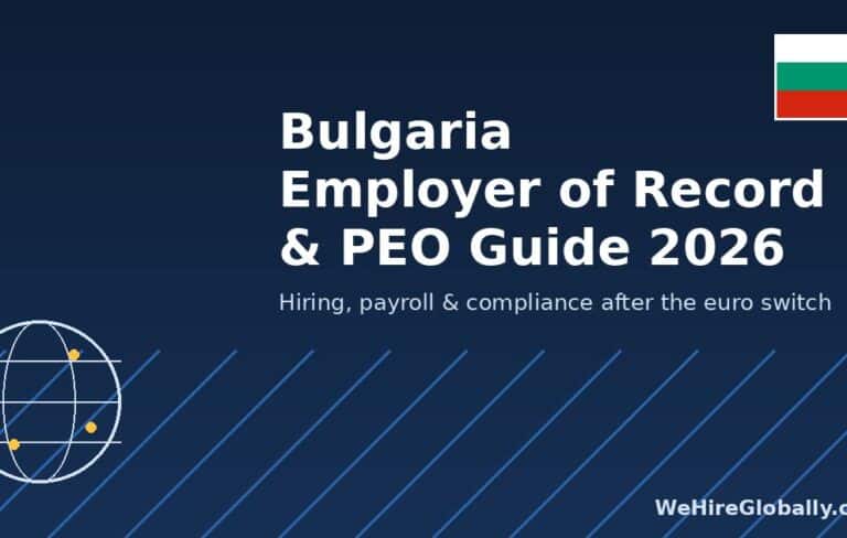 Bulgaria Employer of Record and PEO hiring guide 2026 cover with Bulgarian flag badge