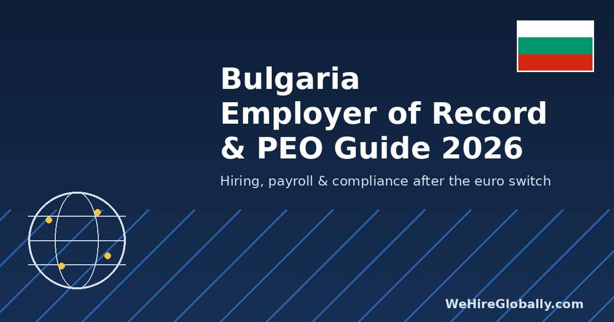 Bulgaria Employer of Record and PEO hiring guide 2026 cover with Bulgarian flag badge