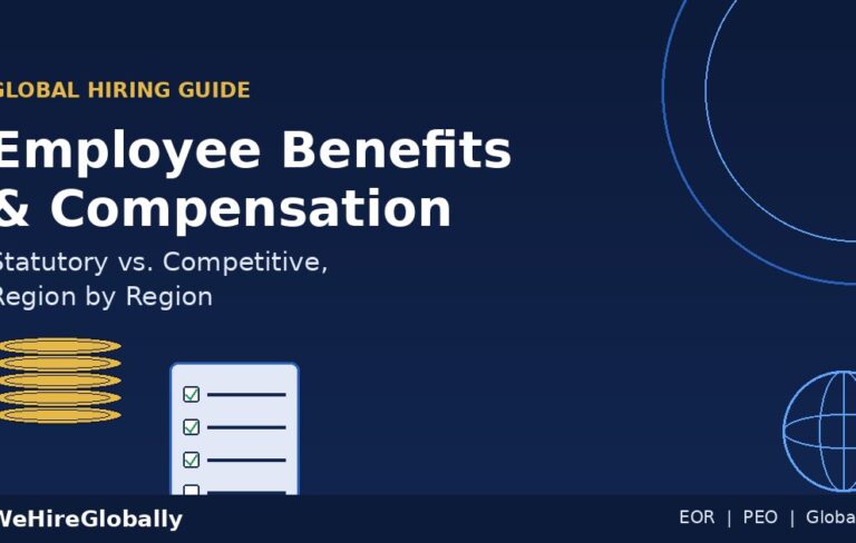 Employee Benefits and Compensation: Statutory vs. Competitive, Region by Region &mdash; WeHireGlobally guide cover image