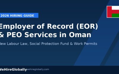 Employer of Record and PEO services in Oman 2026 hiring guide cover image with Oman flag