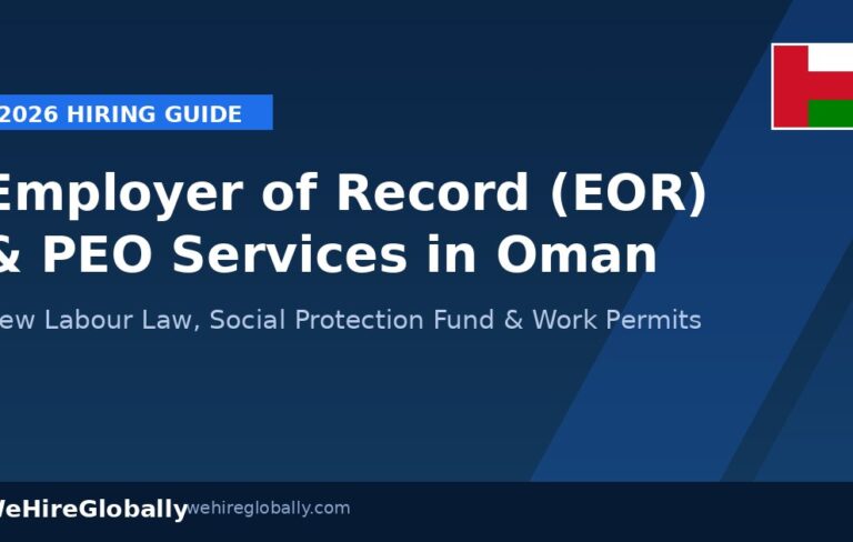 Employer of Record and PEO services in Oman 2026 hiring guide cover image with Oman flag